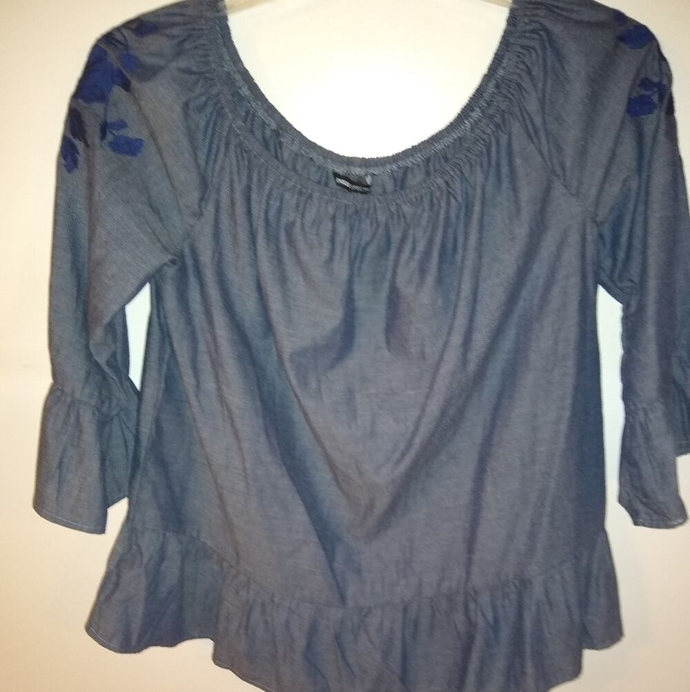 Unique Spectrum Women's XL Embroidered 3/4 sleeves blouse,   Western, Festival,
